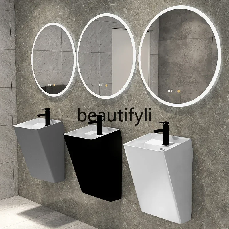 ss K178 ss25 حوض غسيل منزلي مثبت على الحائط حوض غسيل متكامل مثبت على الحائط حوض غسيل سيراميك شرفة معلقة #2