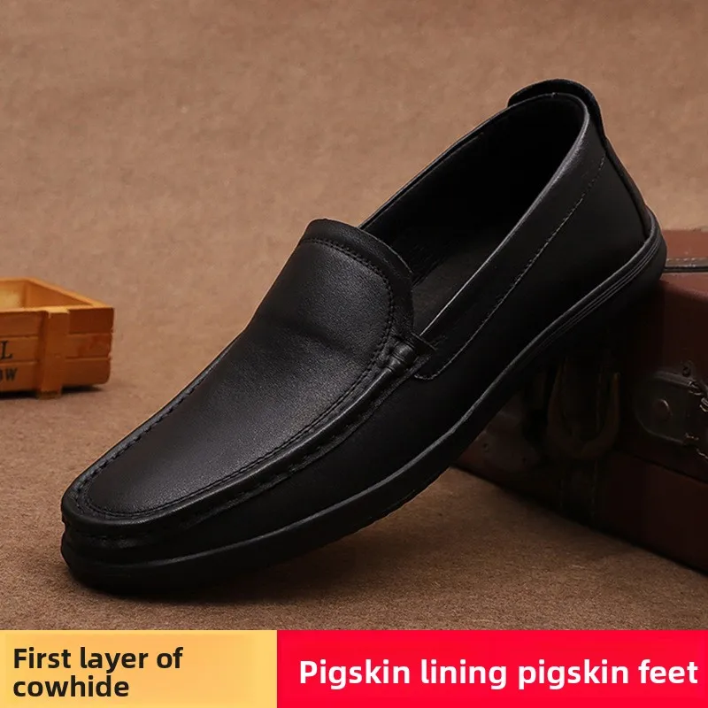 

2026 New Flat Heel Casual Men's Shoes with Round Toe High Quality Layered Cowhide for Business Shoes Casual Men's Leather Shoes