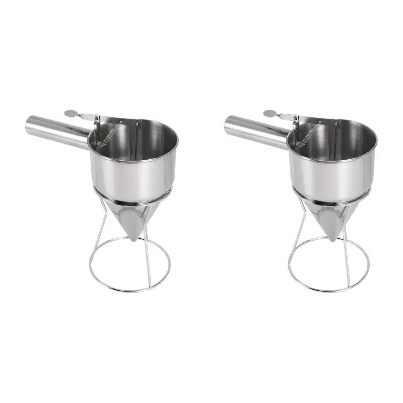 2PackX(Stainless Steel Hand-Held Funnel Dispenser Octopus Pellets Funnel Tool Hand-Held Mixing Batter Separator)