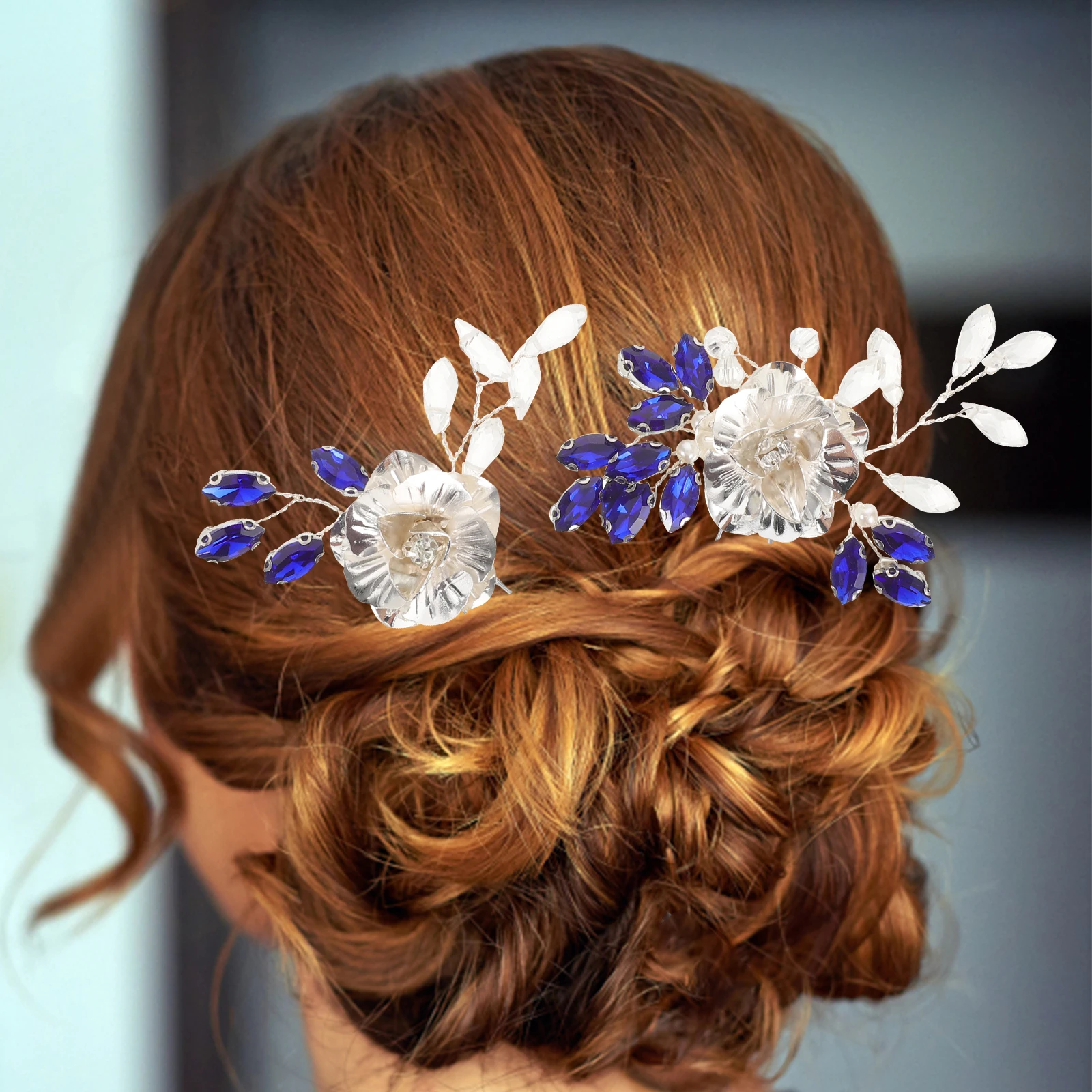 

2 Pcs Wedding Hairpin French Chinese Clip for Hairstyles Bride Rhinestone Accessory Bridal Clips Chopsticks Ceramics