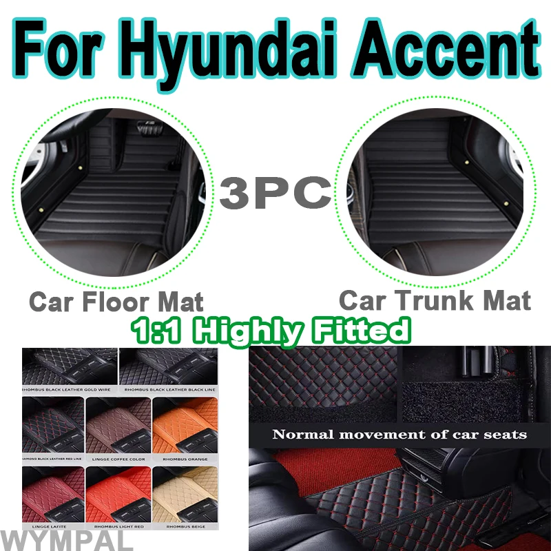 

Luxury Custom Car Floor Mats For Hyundai Accent 2006 2007 2008 2009 2010 2011 Auto Foot Pads Carpet Cover Interior Accessories