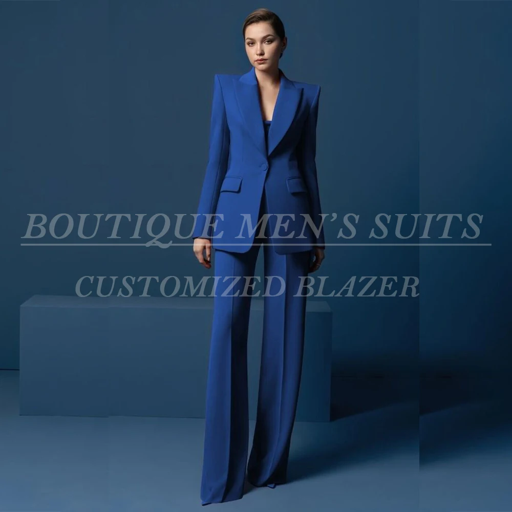 

Elegant Office Lady Women Suits Blazer Formal One-Button Peak Lapel Slim Fit 2 Piece Jacket Pants Sets Customized Full Sets