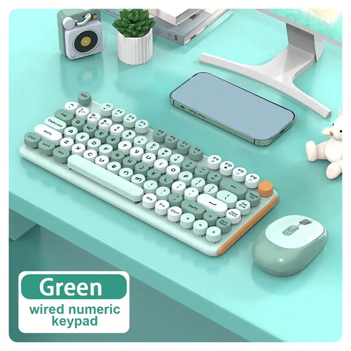 

81 Keys Wired Keyboard And Mouse Set, Color Block Punk Cute Keyboard, Supports Three Modes Of Connectivity, Volume Adjustment Kn