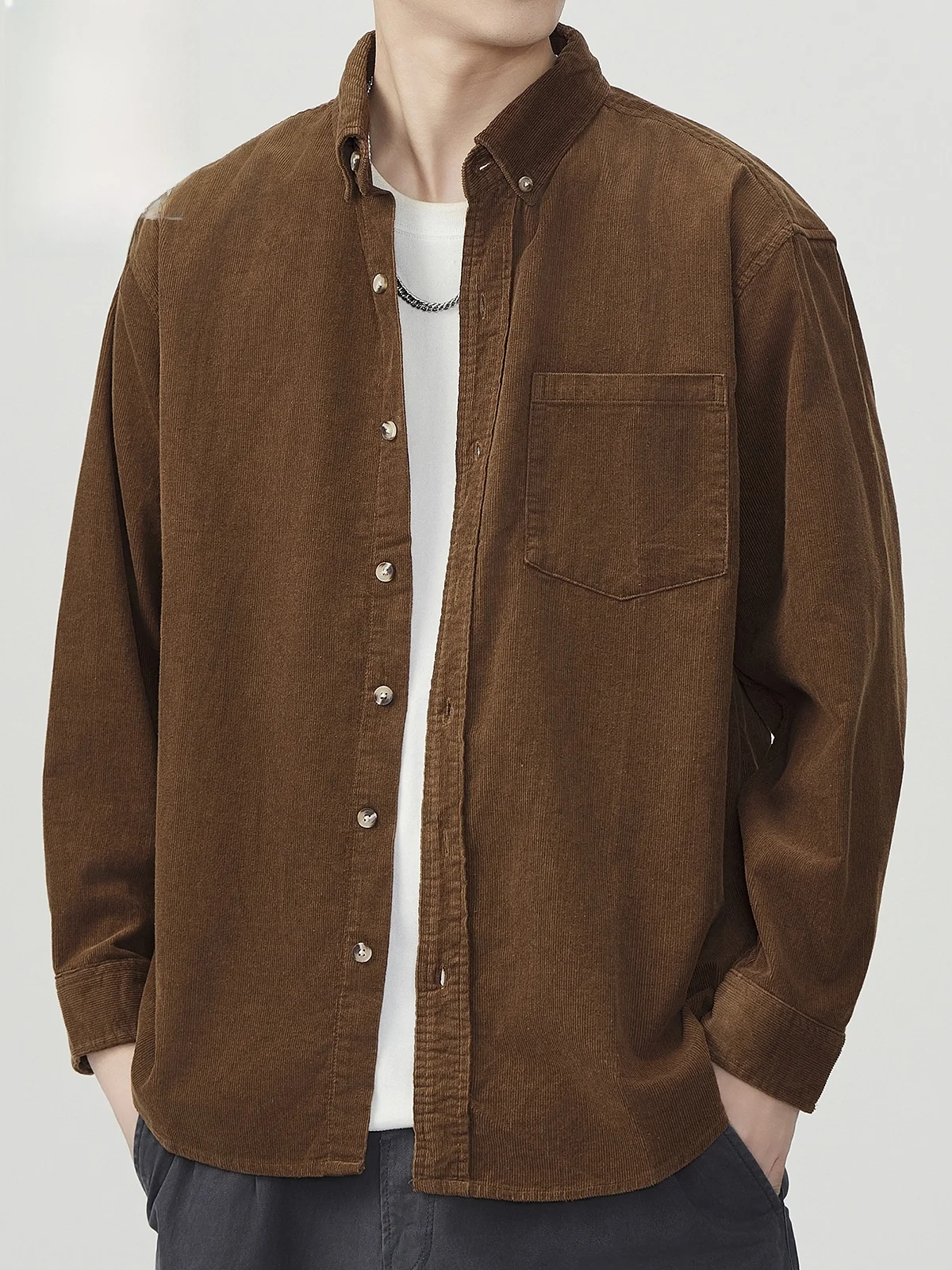 

Мужская рубашка с длинным рукавом из чистого хлопка в японском ретро-стиле, модная, свободного кроя, на пуговицах, весенняя коллекция