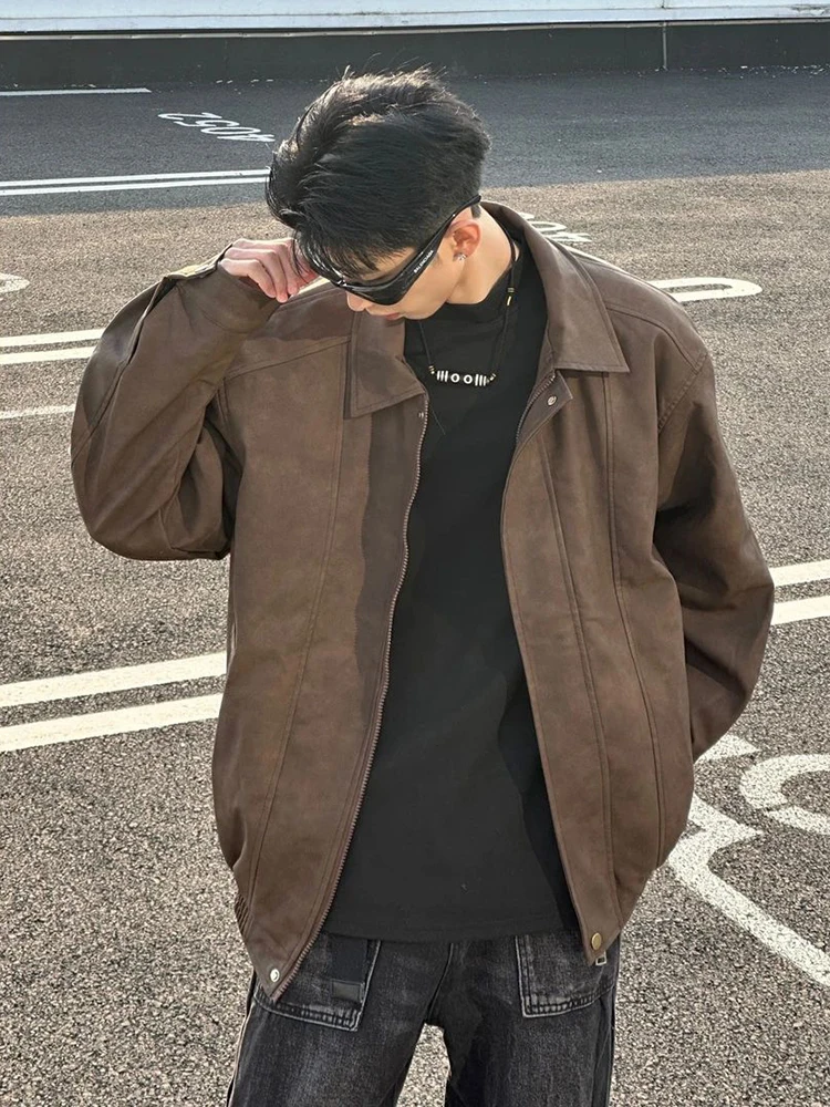 

Мужская кожаная куртка в стиле ретро с откидным воротником, осенне-зимняя, в американском мотоциклетном стиле, водонепроницаемая, утепленная, хлопковая, бейсбольная куртка