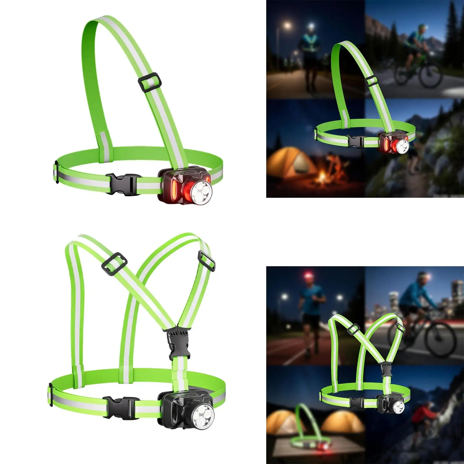 Lightweight Rechargeable Night Running Light Adjustable Tilt Reflective Vest for Cycling Hiking Jogging