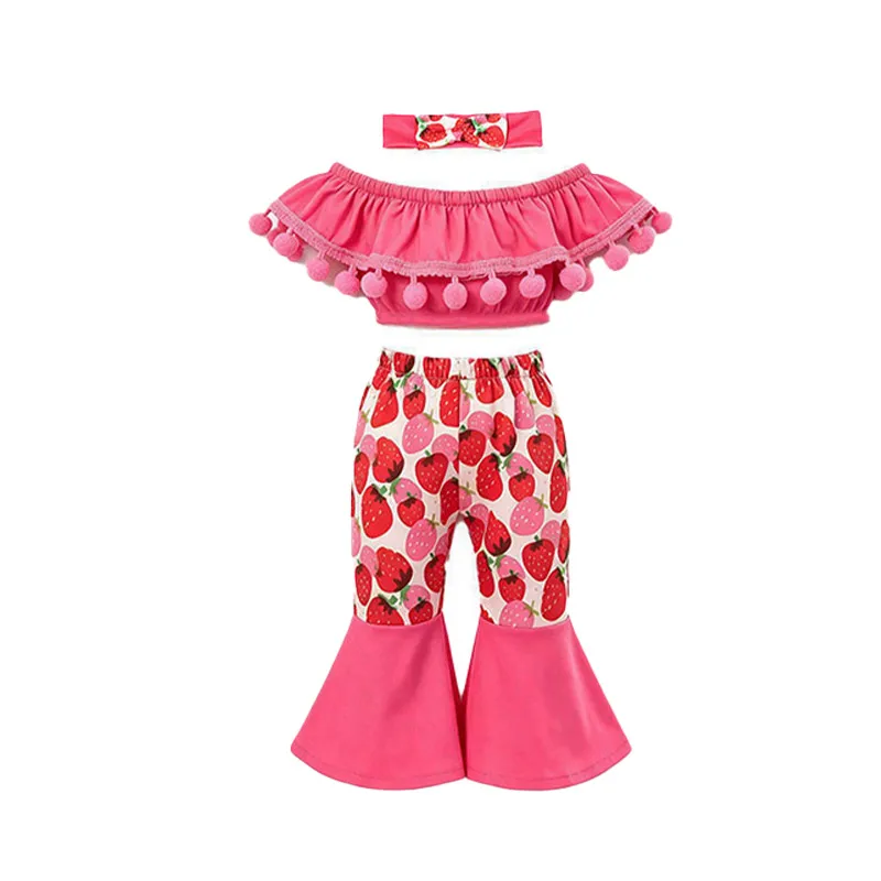 Off Shoulder Top & Flare Pants Headband Set with Pom Pom Trim, 8 Styles Doll Clothes Outfit, Suitable for 18 Inch Dolls