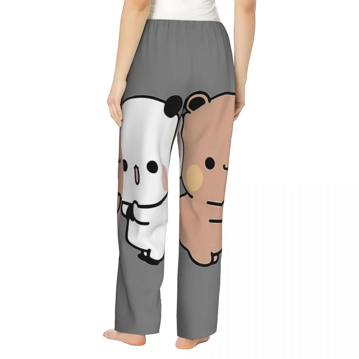 Custom Cute DuDu Bear And BuBu Panda Couple Women Pajama Pants Lounge Sleep Sleepwear Bottoms with Pockets