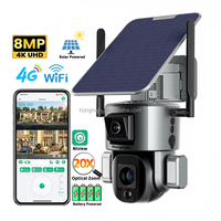 Hongnaer 8MP Wireless Solar Power 4G PTZ Security Camera Niview 20X Zoom Dual Lens 4K Outdoor WiFi 4G Sim Card CCTV Solar Camera
