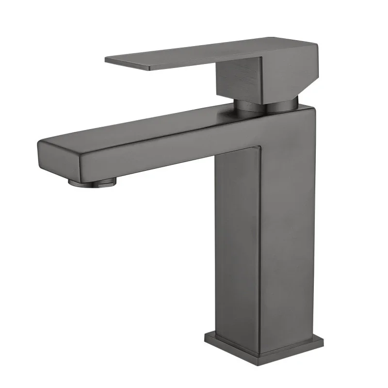 Chrome Bathroom Basin Faucet 304SUS Hot and Cold Sink Mixer Grey Black Water Mixer Sinle Lever Square sink mixer