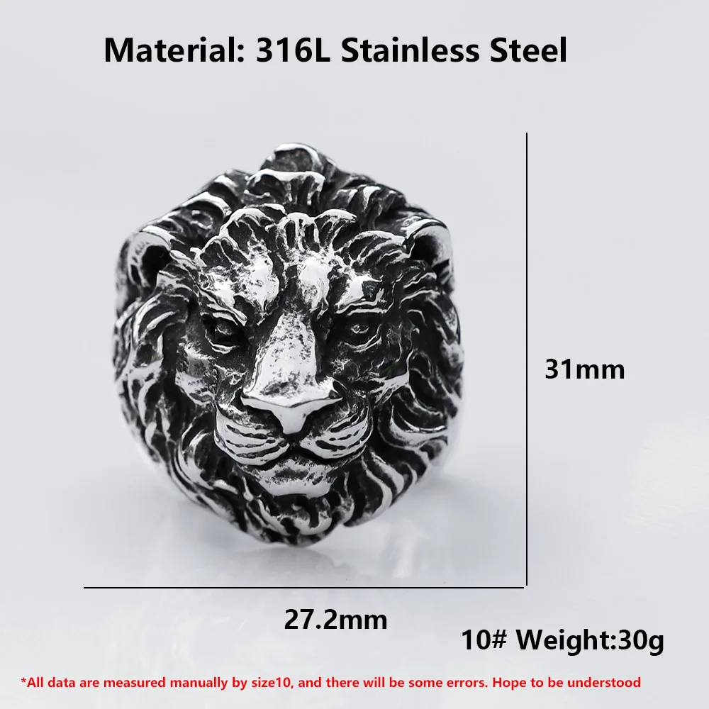 2022 NEW Men\'s 316L stainless-steel rings Dropshipping Fierce lion animal gothic punk Motorcycl Jewelry Gifts free shipping
