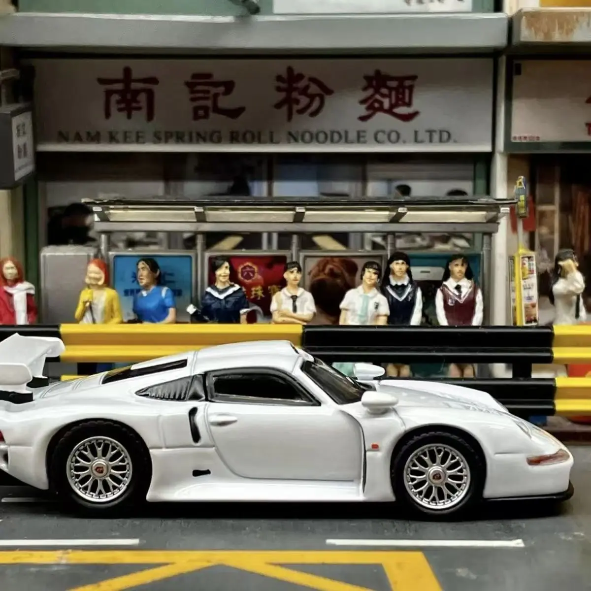 Sparky Micro Modelos 1:64 Porsche 911 GT1 Branco Porsche Alloy Car Racing Model