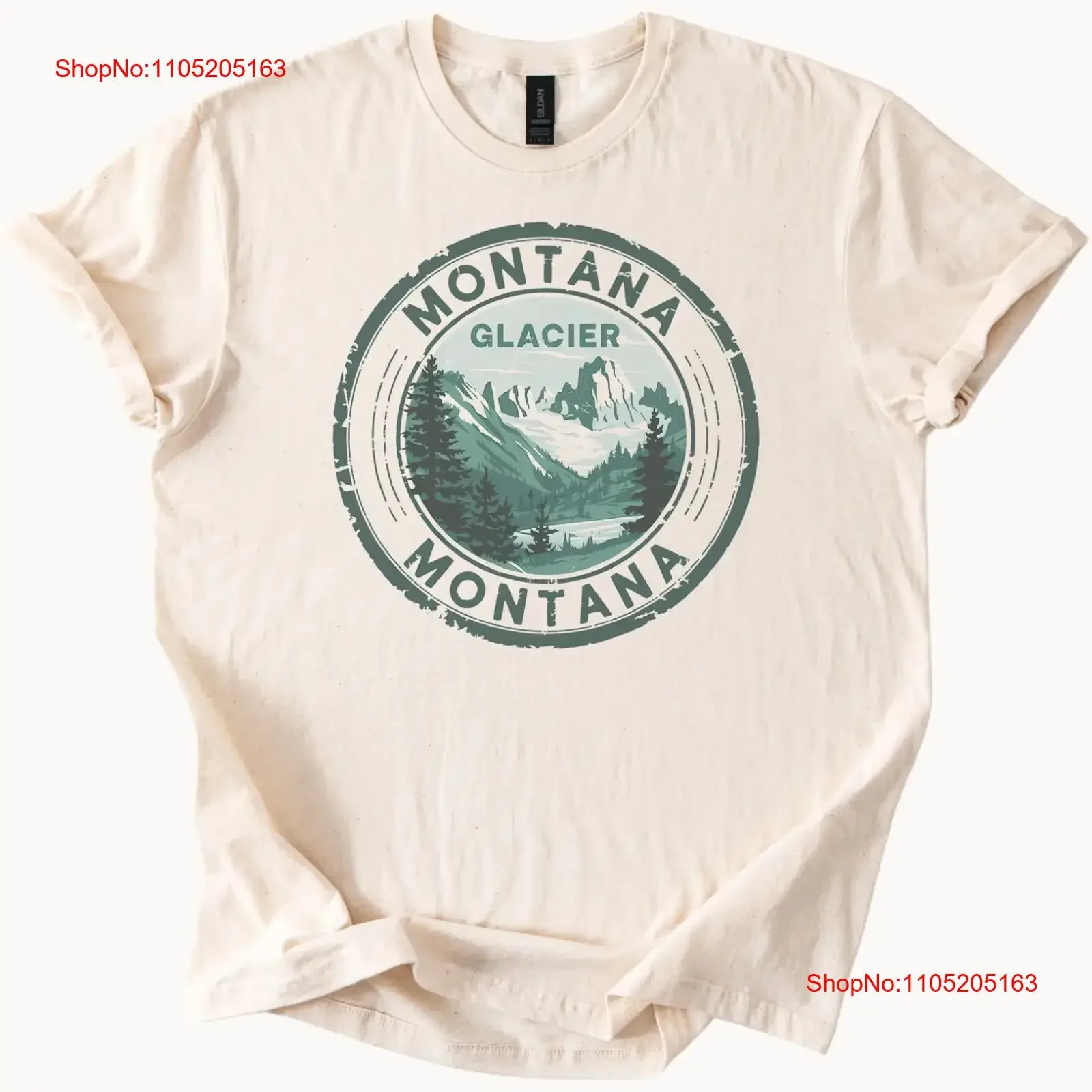 Montana Glacier National Park T Shirt Mountain Nature Hiking vintage Washed Casual streetwear Stretched designer clothes homme