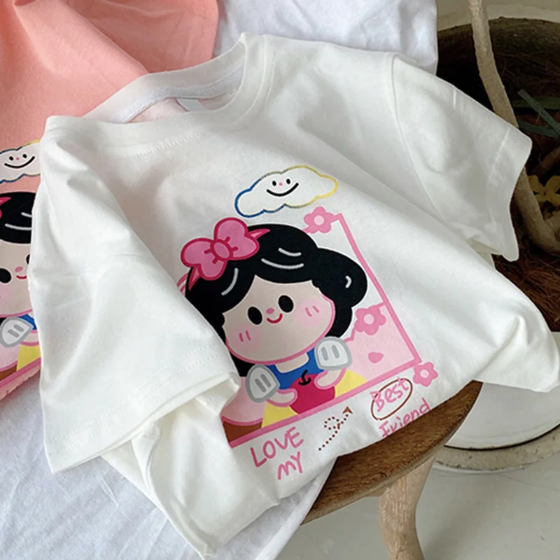 

2026 Kids Princess Cotton Tee, Cute Cartoon Short Sleeve Summer Top for Toddlers Unisex T-Shirt New Arrival