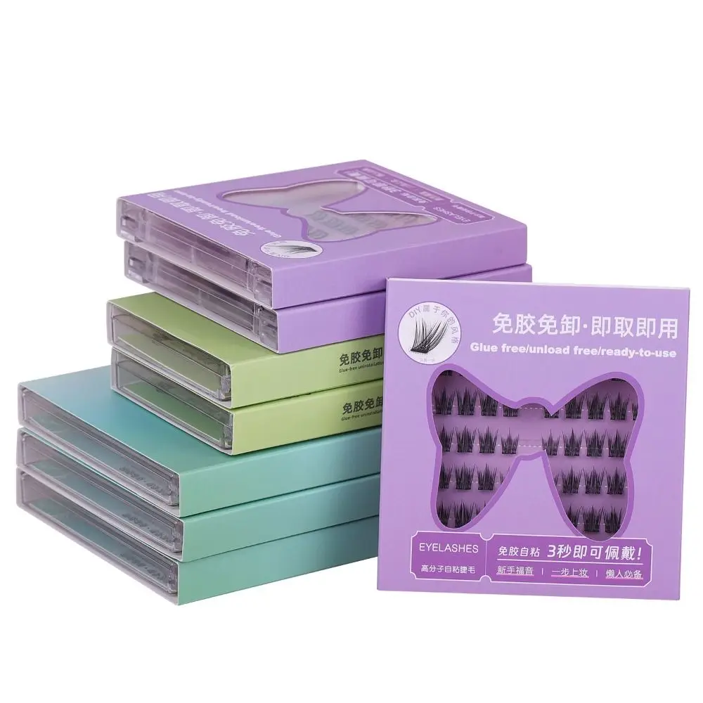 Cílios autoadesivos macios, clusters individuais, sem cola, faça você mesmo, sem necessidade de cola, prensa em cílios