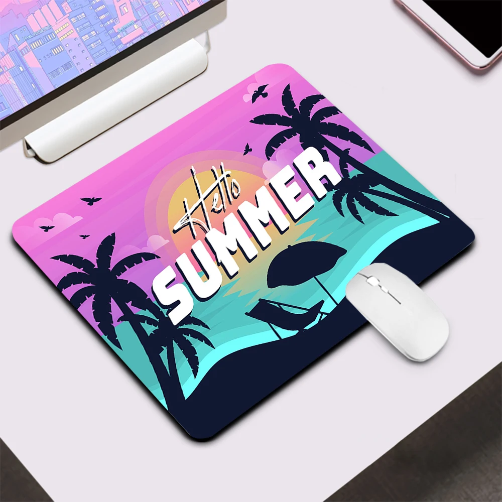 Summer Beach Palm Tree Small Gaming Mouse Pad Computer Office Mousepad Keyboard Pad Desk Mat PC Gamer Mouse Mat Laptop Mausepad