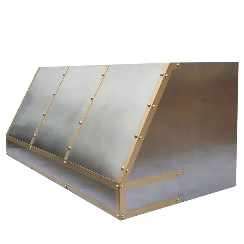 

Modern Design Kitchen Stainless Steel Range Hood Customized Under Cabinet Pantry Vent Hood with Brass Straps