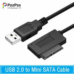 PzzPss-Adaptador USB 2,0 a Mini Sata II, Cable convertidor de 7 + 6 13 pines para ordenador portátil, CD/DVD ROM, convertidor de unidad Slimline, HDD Caddy