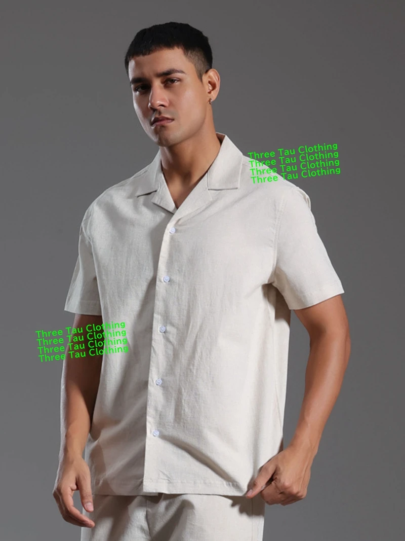 

Cotton Linen Shirt Men Cuban Collar Short Sleeve Shirt Linen-cotton Blend Guayabera Casual Blouse Mexican Tops 2025 Male Clothes