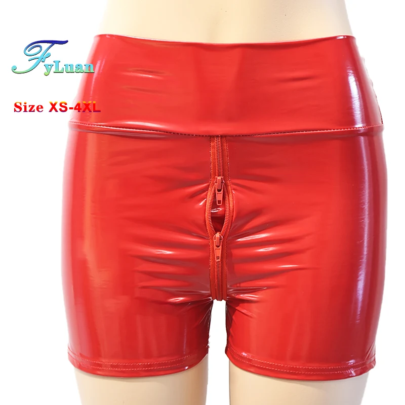 

Сексуальные тонкие шорты из искусственной кожи, женские эластичные колготки с двойной молнией и высокой талией, брюки, весна-лето, шорты на молнии с подтяжкой ягодиц