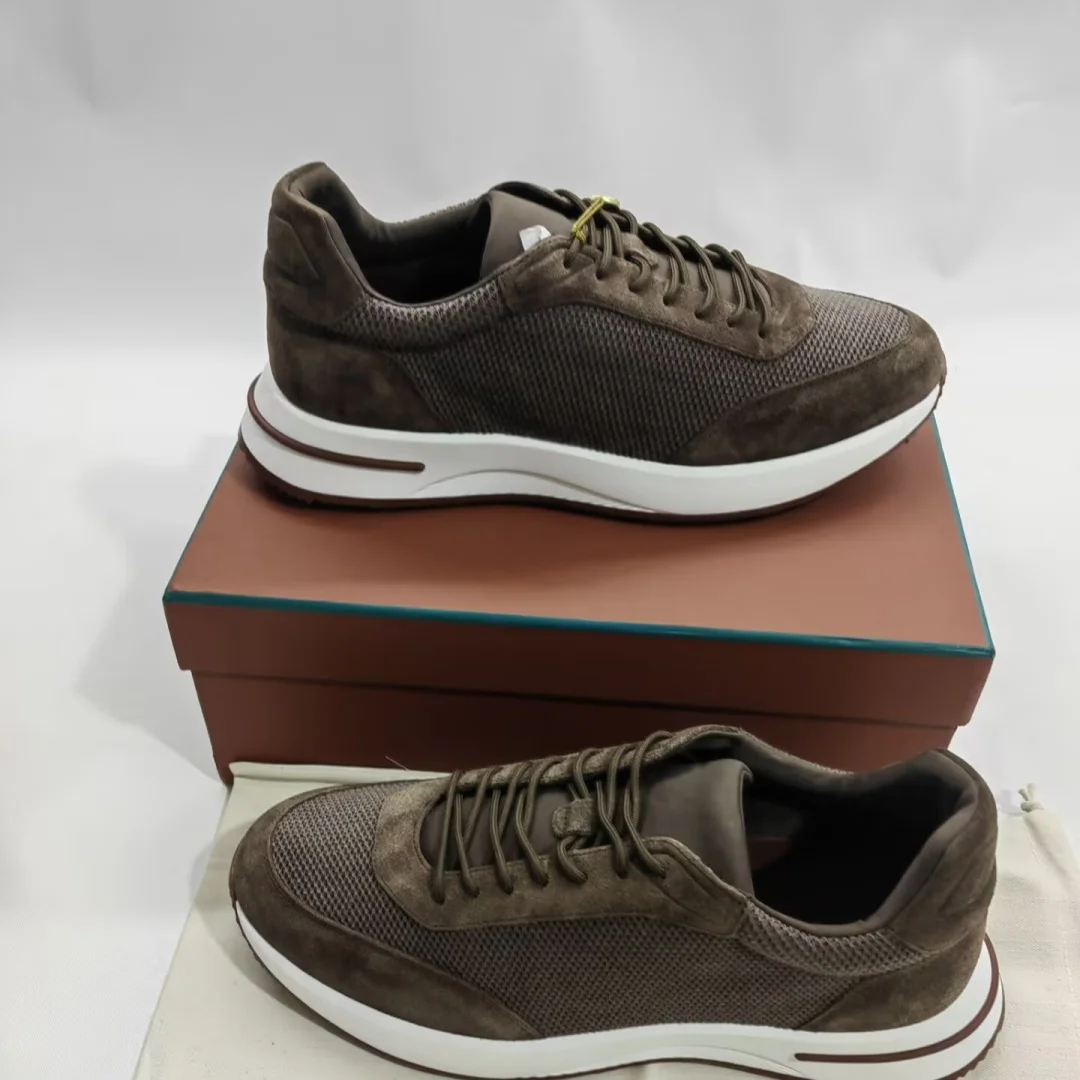 

Spot Same-day Shipping Brown Flannel Leather men's Sneakers Lace-Up Flat Sole Casual Sports Shoes Designer Style Sneakers Male