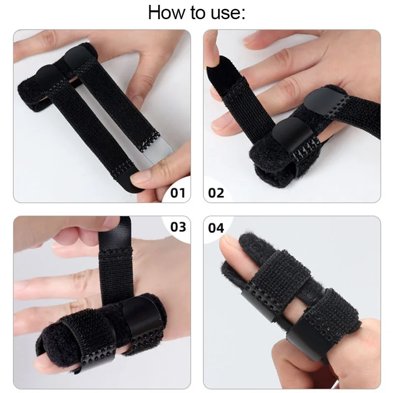 เฝือกนิ้วยืดนิ้ว1ชิ้นที่รัดพยุงนิ้วสำหรับหัก, เครียด, เคล็ด, นิ้ว