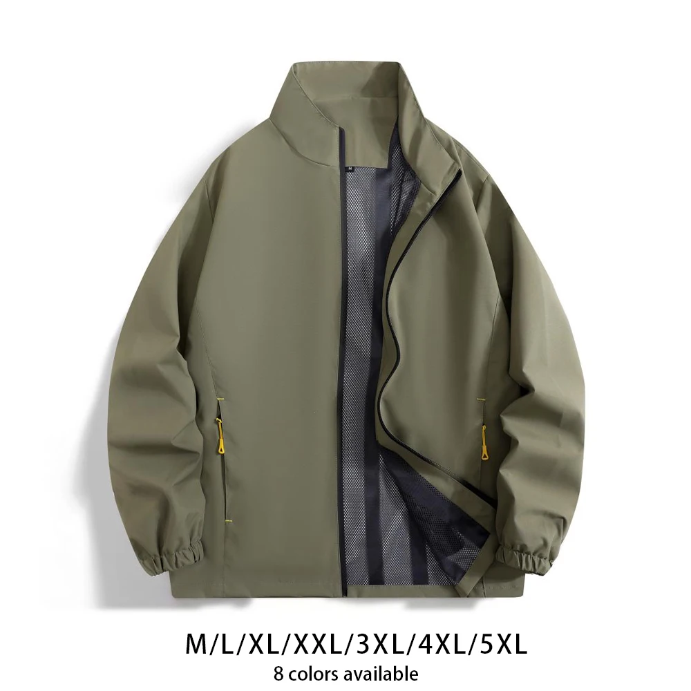 Premium Unisex Windbreaker Jacket - All-Season Outdoor Windproof Work Uniform with Classic Solid Color Design