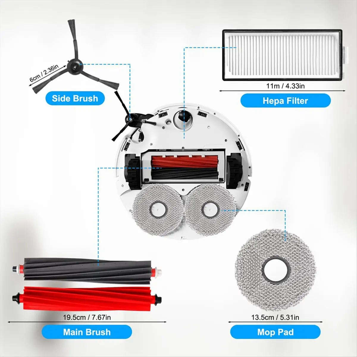 For Qrevo / Qrevo Slim Robot Vacuum Cleaner Accessories Main Brush Side Brush Mop Cloth Hepa Filter Dust Bag