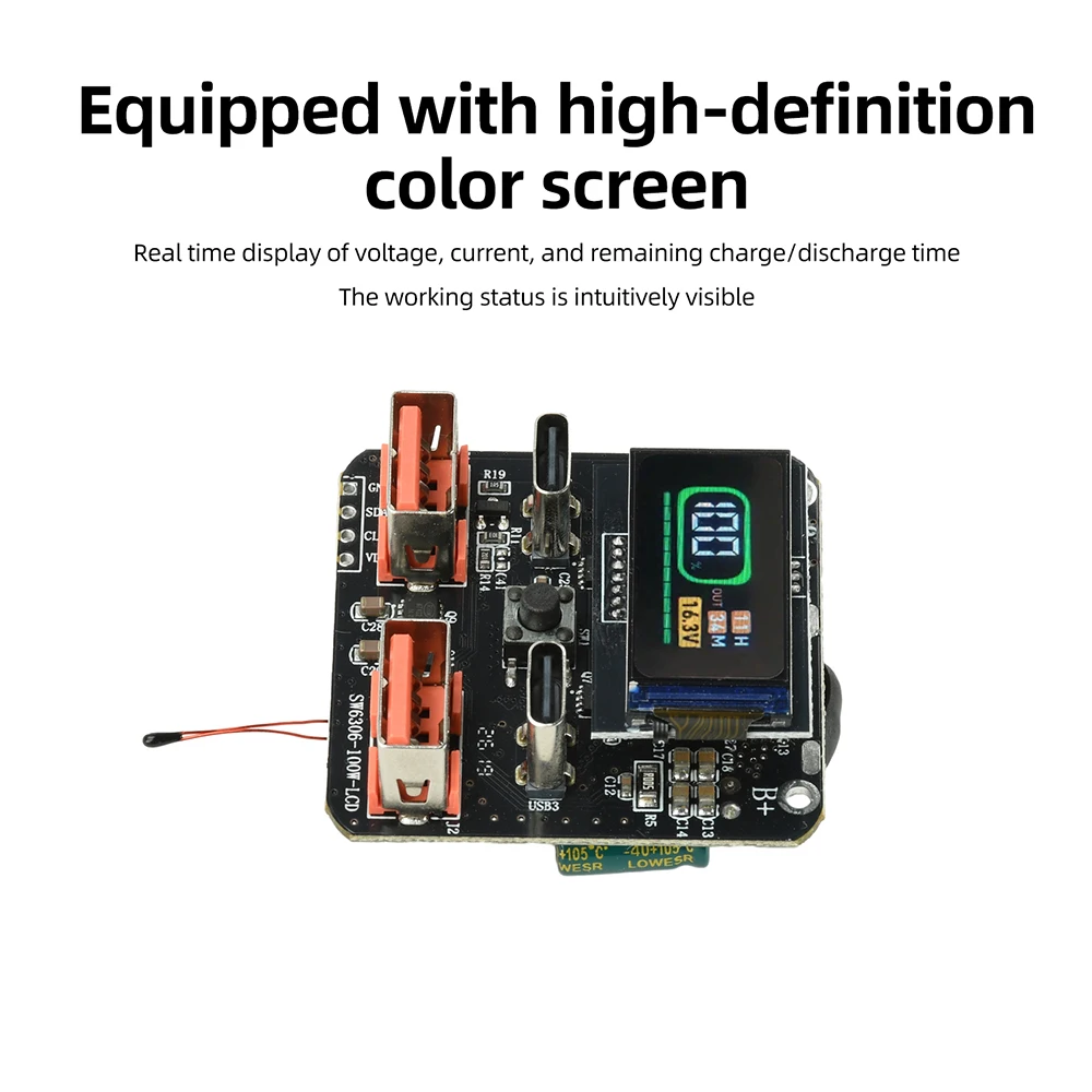 4S PD100W Bidirectional Lithium-Ion Fast Charging Module With Integrated Charger Discharging ColorScreen SW6306 Power Bank Board