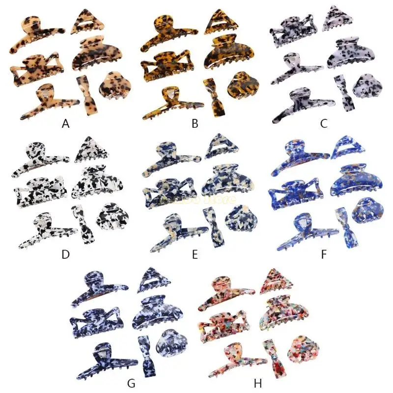 

31BF Hair Claw Set Multiple Sizes for Strong Hold Leopard Print Tortoise Barrettes
