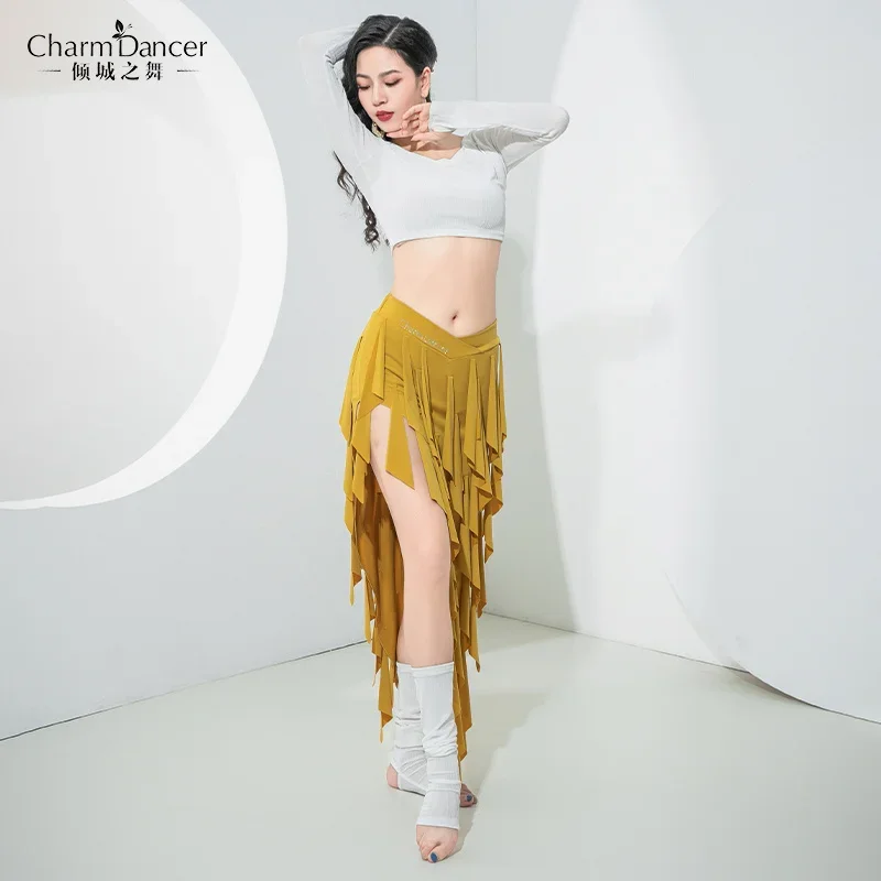 Women Long Sleeves Top and Dynamic Fringed Skirt Group Practice Wear Outfit Girl's Bellydance Clothing Belly Dance Cotume