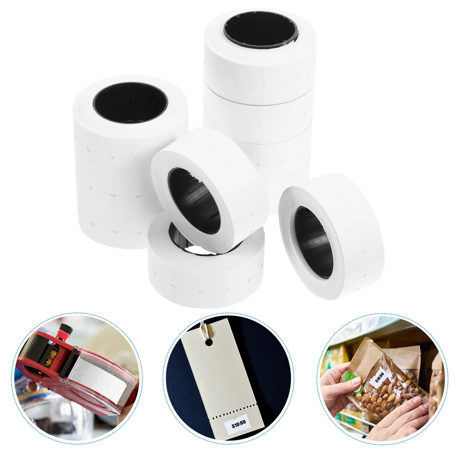 

10 Rolls Price Tag Paper Easy Apply Adhesive Labels for Label Machine Manual Use Clear Text Pricing Supermarket Store Commerce
