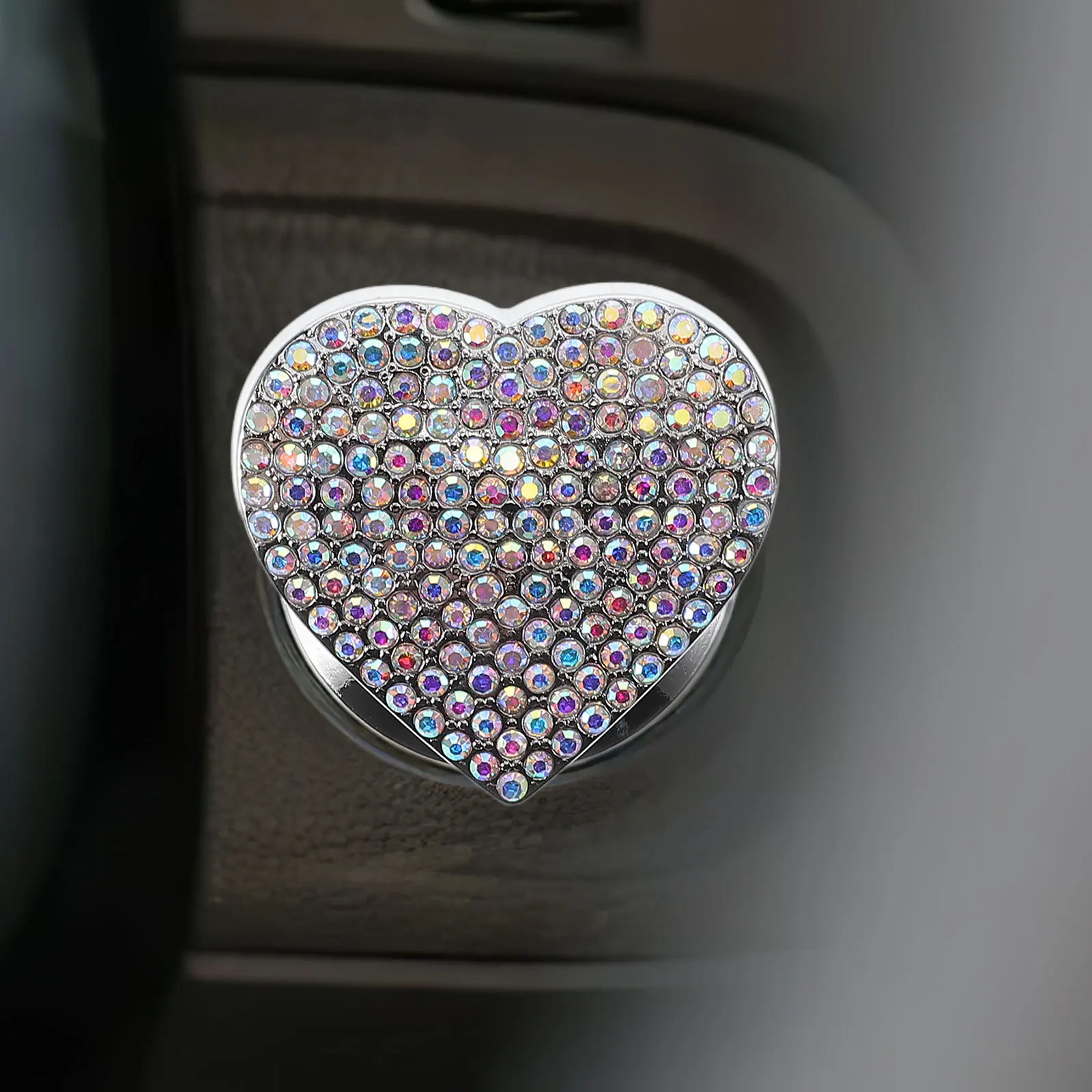 

Car Start Button Protective Cover Bling Cute Heart Shape Rhinestone Push Start Stop Ignition Cap Car Accessories for Women Girls
