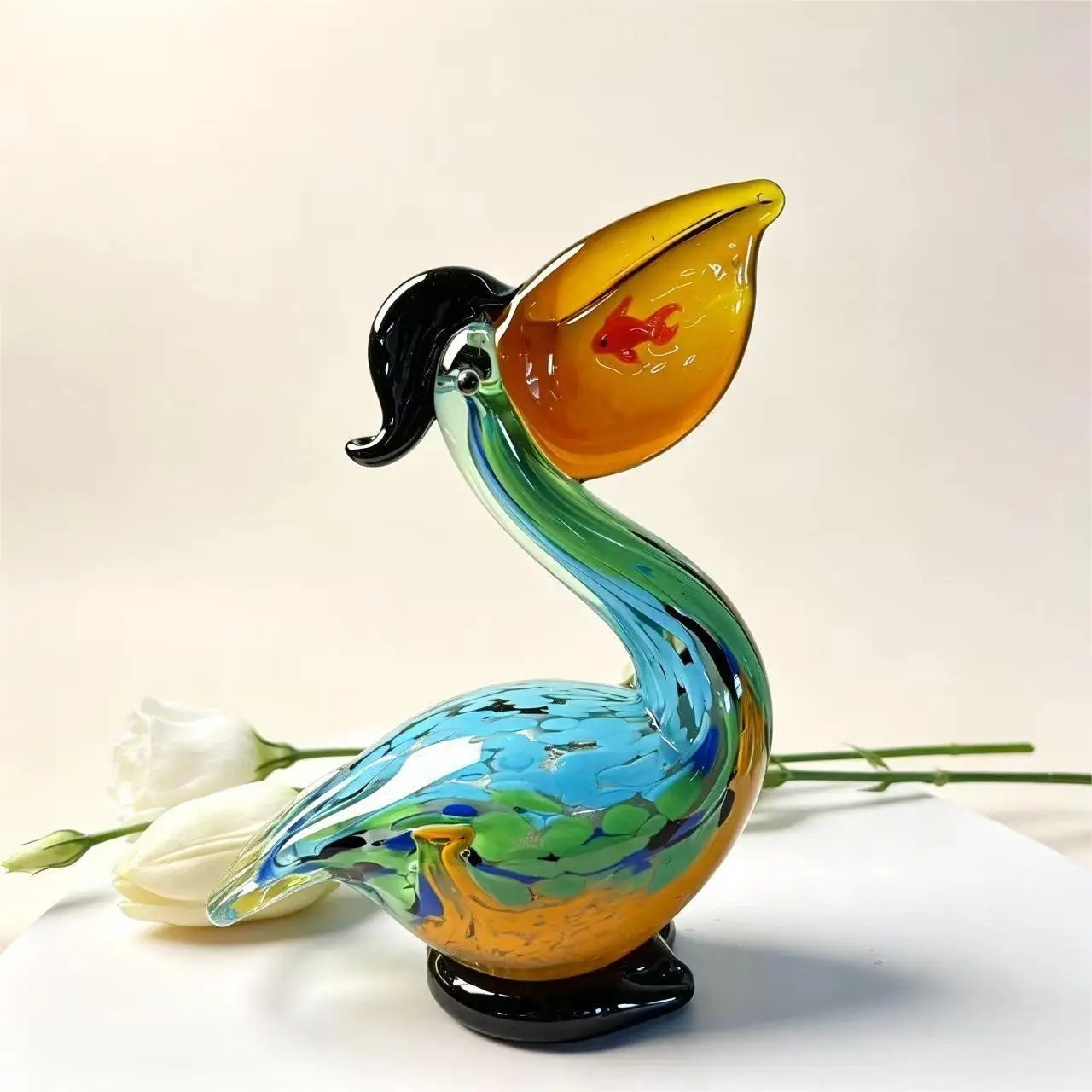 Glazed cute big mouth pelican ornament simulation animal handicraft decoration office entrance pelican ornament