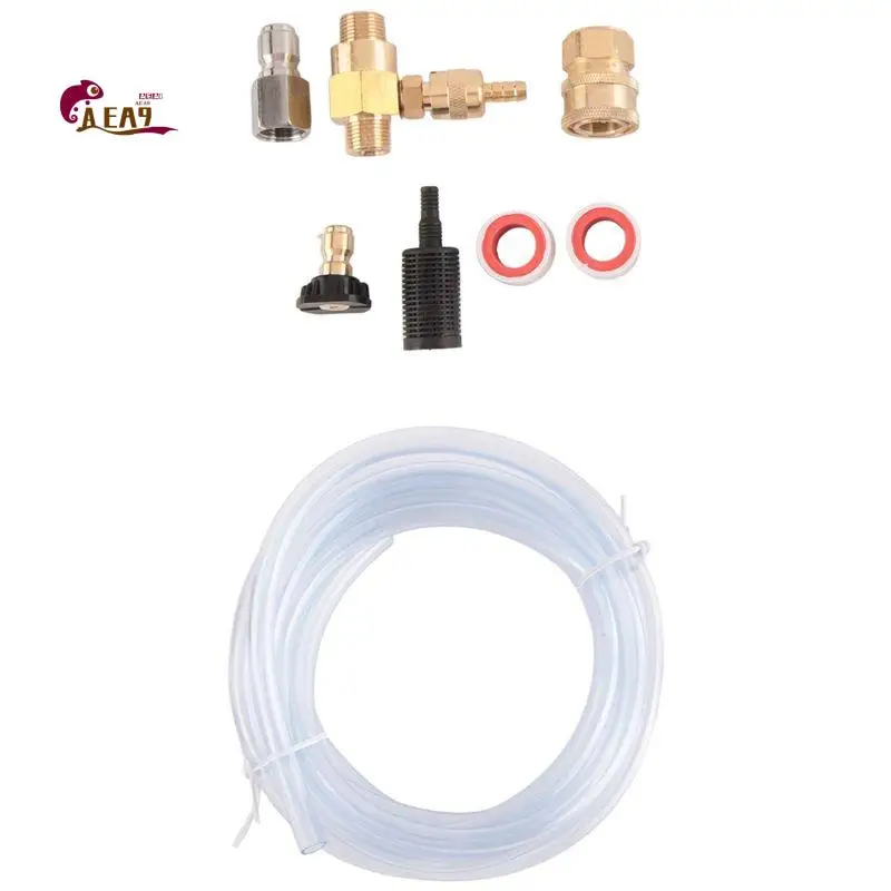 AEA9-1 Set Adjustable Chemical Injector Injector For Pressure Washer 3/8Inch Soap Injector With Siphon Hose & Soap Nozzle