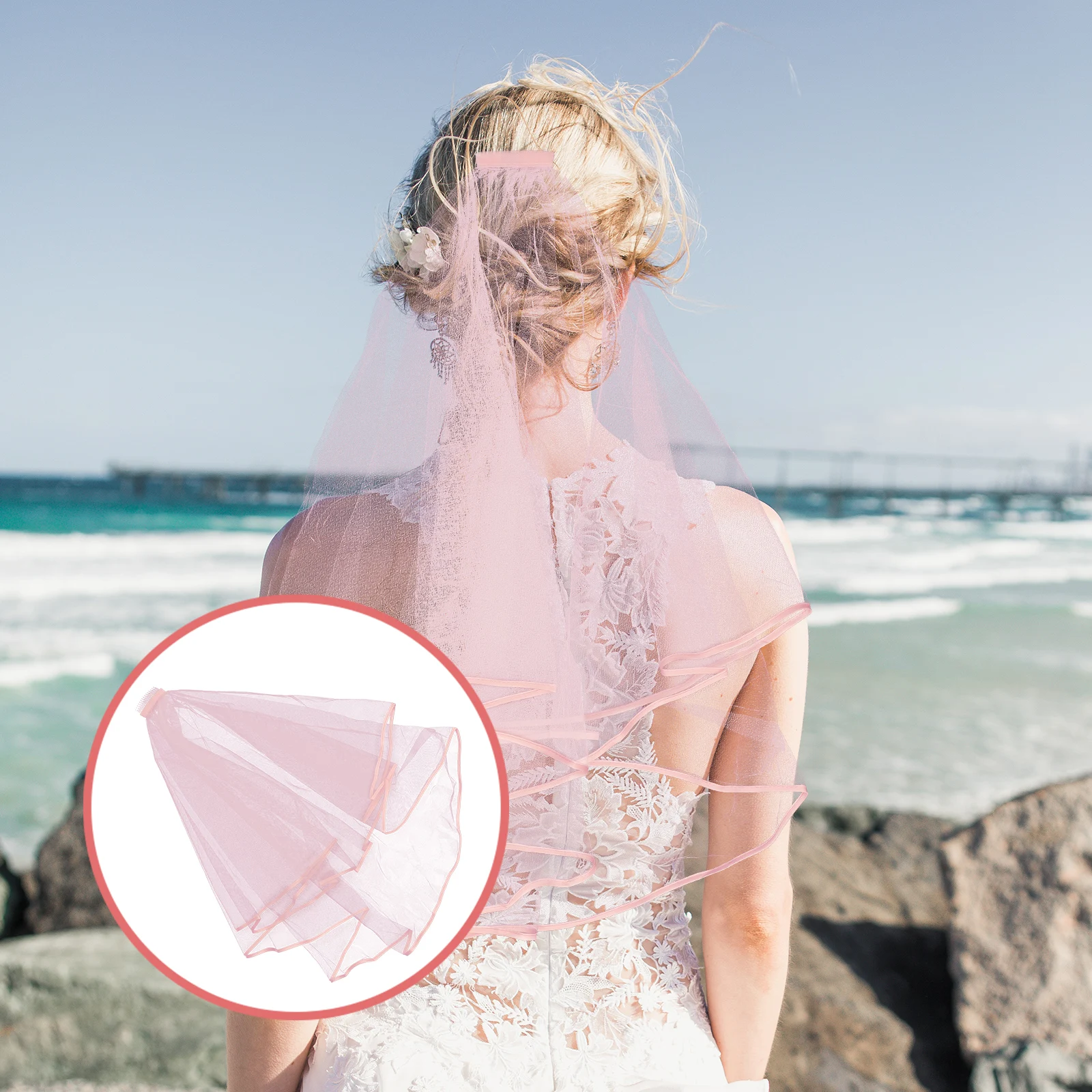 

Double Layer Satin Wedding Veil Short Black Bridal Accessories Tulle Decor Bachelorette Party Veil Bride Gifts