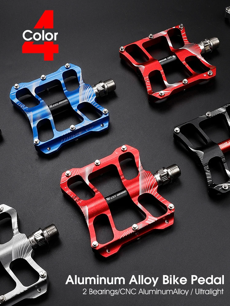 AliExpress West Biking WEST BIKING Bicycle Pedal 2 Bearings Non-Slip Cycling Pedals CNC Aluminum Alloy Bike Pedals Wide Platform Accessories Part