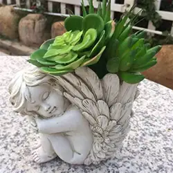Angel Flower Vases Figurines Vintage Creative Resin Garden Sculptures Vases Fits Indoor Outdoor Garden Landscape Decor Supplies