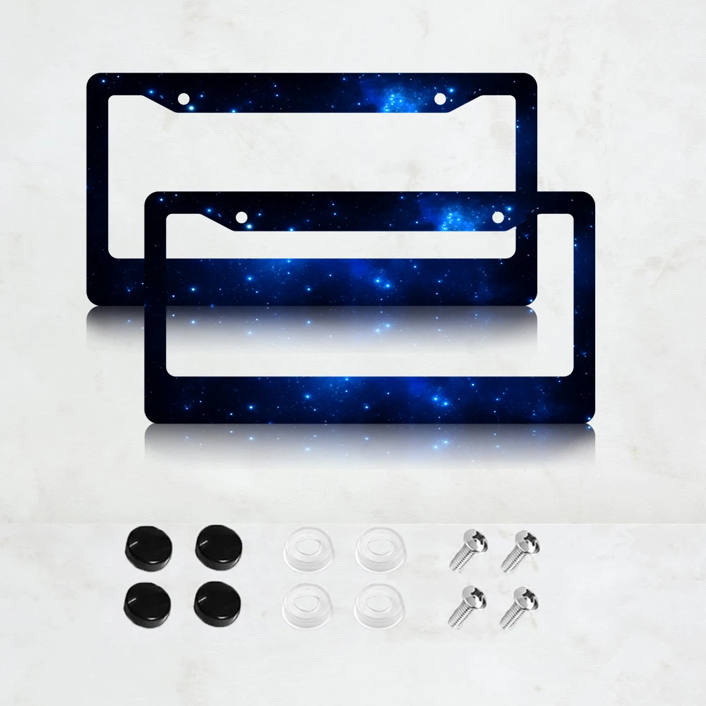 

Комплект из 2 рамок для номерных знаков с 2 отверстиями, дизайн «Голубая галактика», стандартный размер для США, Канады, Мексики, алюминиевый материал, 6x12 дюймов