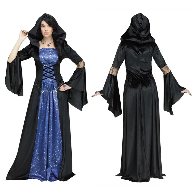 Vampire Halloween Costumes Sexy Black Witch Wizard Cosplay Adult Beauty Women Evil Dress Masquerade Carnival Party Mujer Outfit