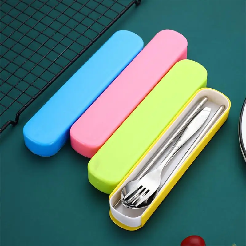 Portable Stainless Steel Cutlery Set With Case Reusable Fork Spoon Chopsticks For Travel And Camping Tableware Supplies