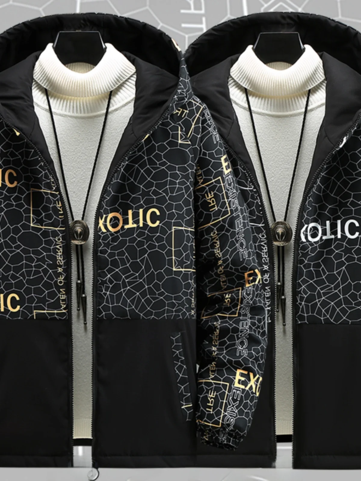 جايت قطن رجالي خفيف رفيع مقاس كبير فضفاض مناسب بقلنسوة أنيق جديد Sle ألياف البوليستر ملء دافئ Ci سحاب غير رسمي