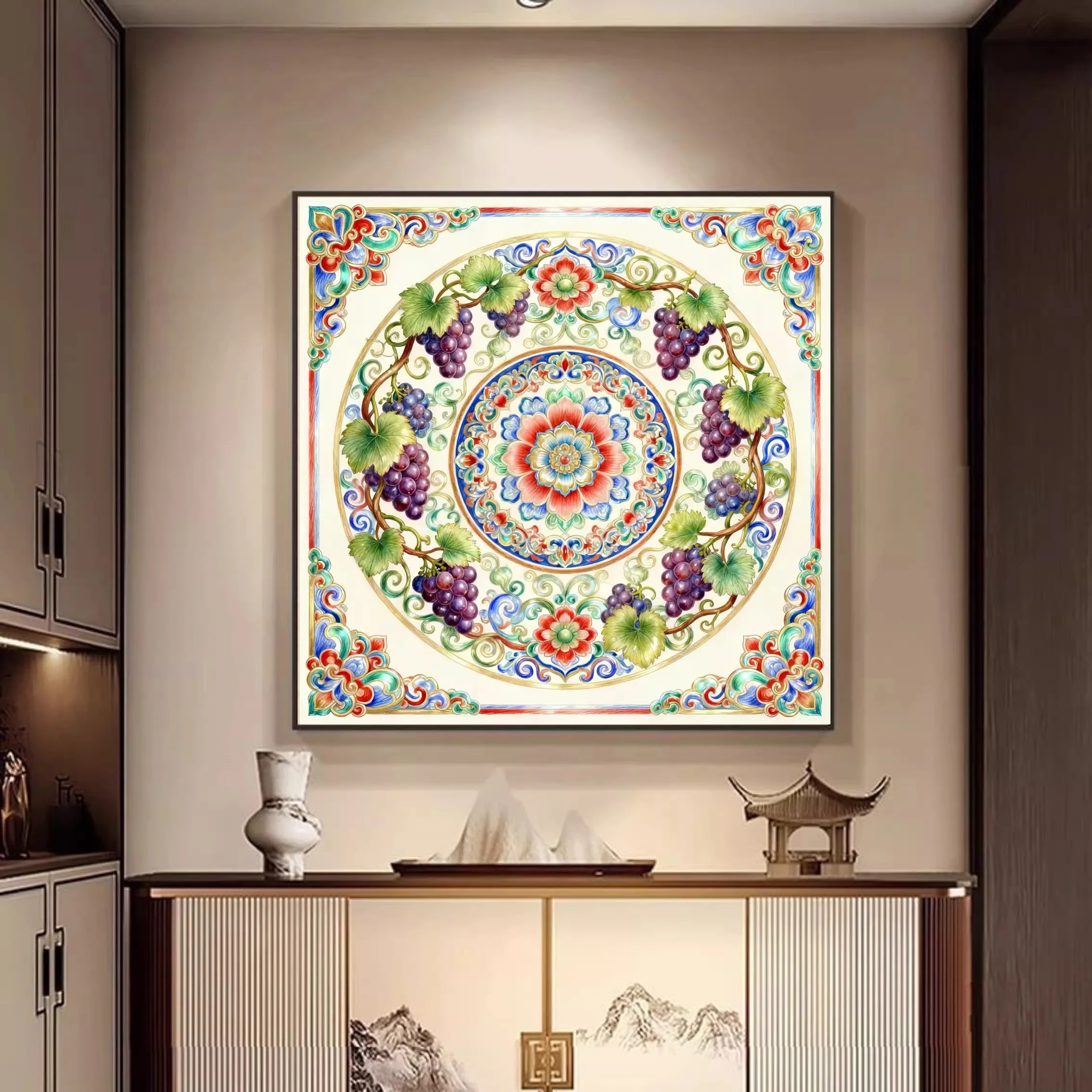 

9CT 11ct 63x63cm Grapes Embroidery DIY Printed Kits Cross Stitch Thread Needlework With needles threads