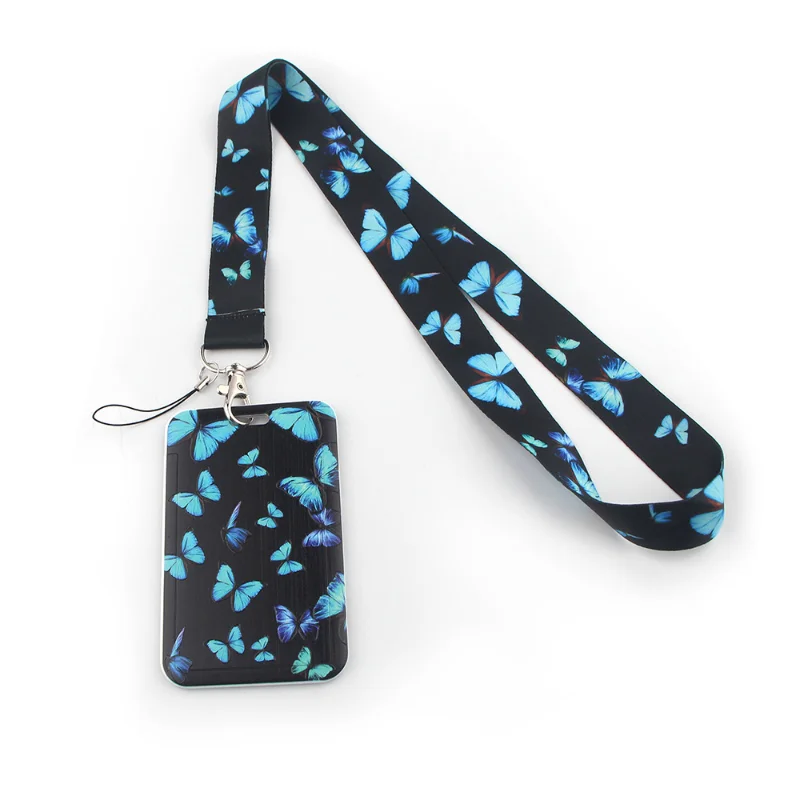 Butterfly Sunflower Yoga lanyard Card ID Badge Holder Keychain Pass Gym Mobile Key Holder Key Rings Gifts
