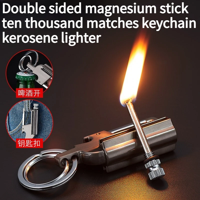 

Creative Outdoor Multifunctional Portable Waterproof 10000 Times Match with Keychain Beer Bottle Opener Lighter