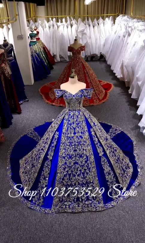 Maßgeschneidertes, saphirblaues Brautkleid aus dem Nahen Osten, elegantes, wunderschönes, langes Kleid in A-Linie mit Applikation, Hochzeitskleid für formelle Anlässe