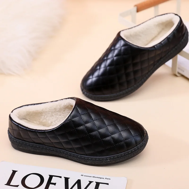 الشتاء المرأة لينة سوليد نعال من القطن المخملية مقاوم للماء المنزل كتم المضادة للانزلاق أمي أحذية Lingge أحذية قطنية Zapatos De Mujer