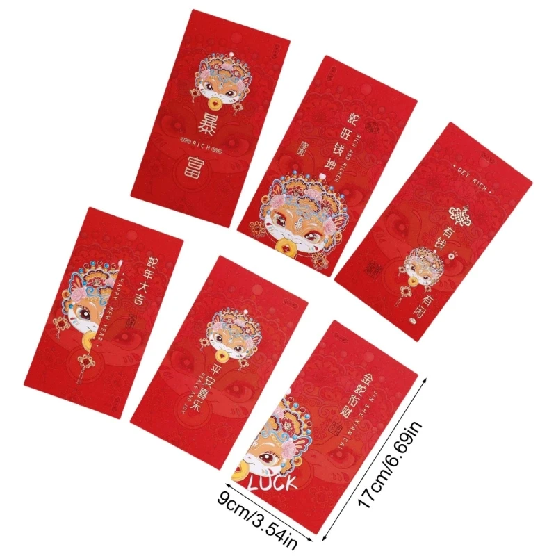 Pack of 6 New Year Redness Envelope Money Packet for Spring Festival Celebration