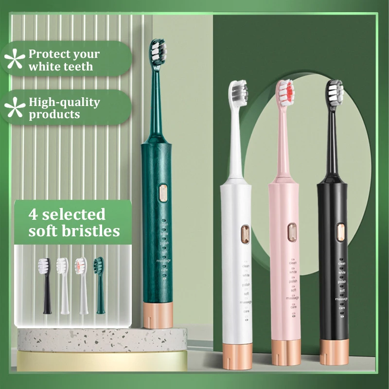 

Новый дизайн, электрическая звуковая зубная щетка с мягкой щетиной, 6 режимов чистки, светодиодный дисплей, IPX7, водонепроницаемый USB, быстрая зарядка, инструмент для ухода за полостью рта