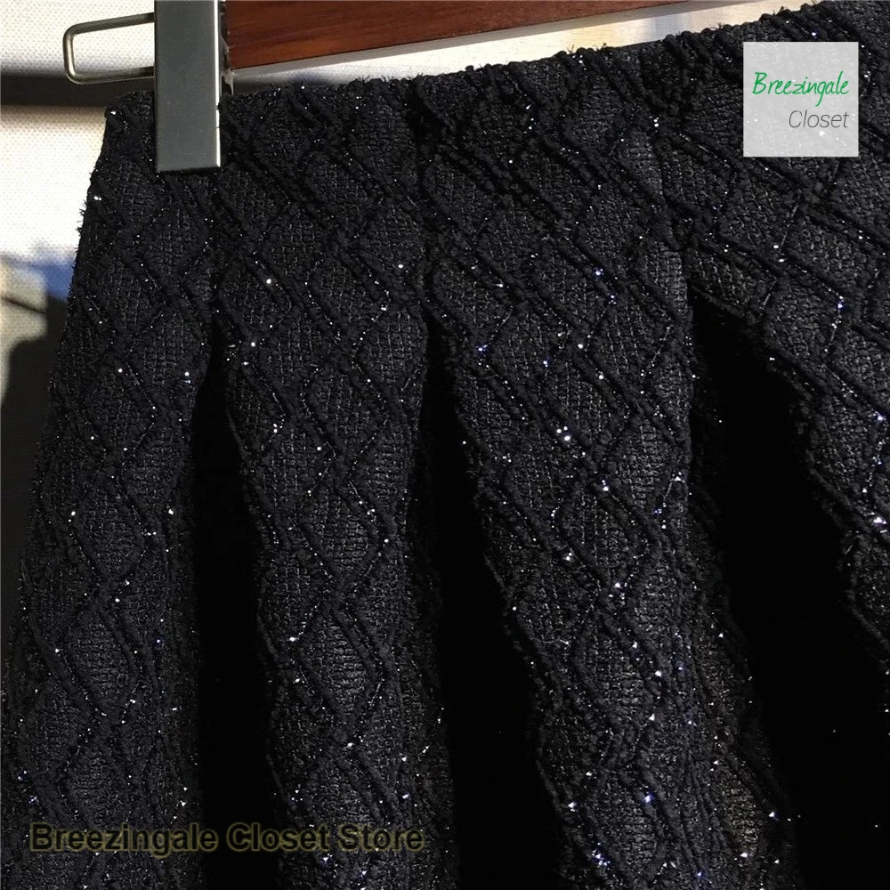 Korean small fragrant wind bright silk A-word skirt women's autumn and winter new fashion elastic high waist slim overskirt